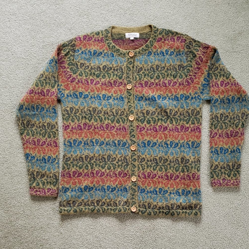 100% Alpaca Cardigan, "Andean Secret"